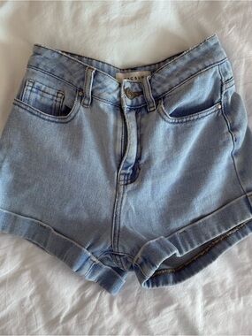 PacSun Light Blue High-Waisted Denim Mom Shorts